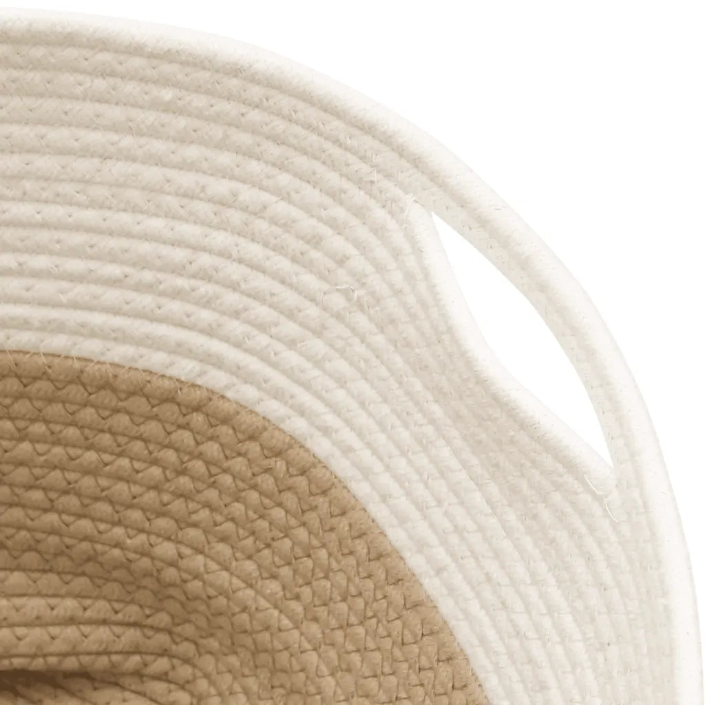 Cestino Portaoggetti Beige e Bianco ?40x35 cm in Cotone CFW2182349