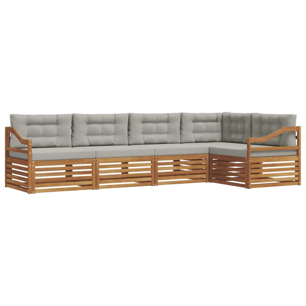 Set di divani da esterno 5 pcs Grigio Naturale e Chiaro