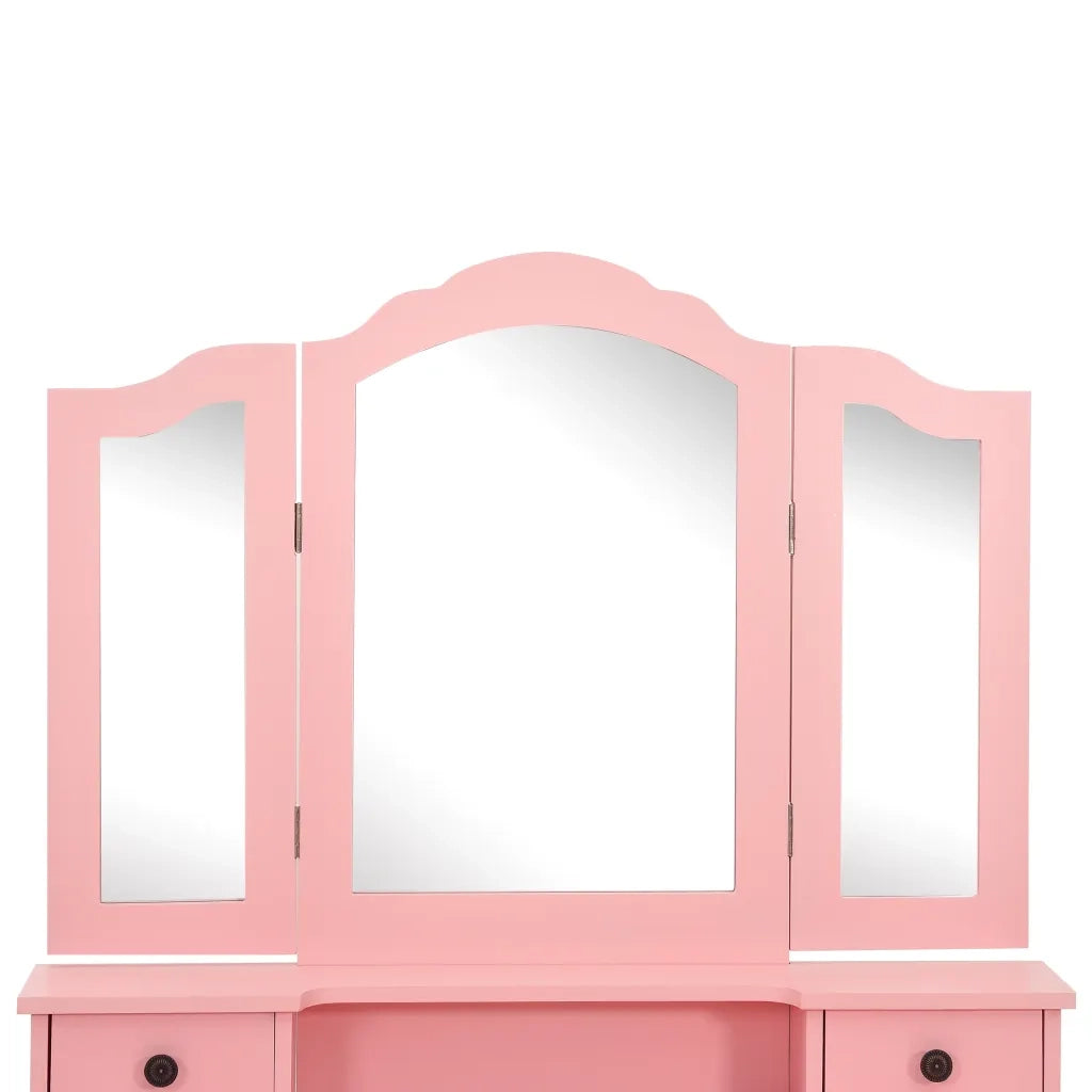Toeletta | Tavolo da Trucco con Sgabello Rosa 80x69x141 cm Legno Paulownia