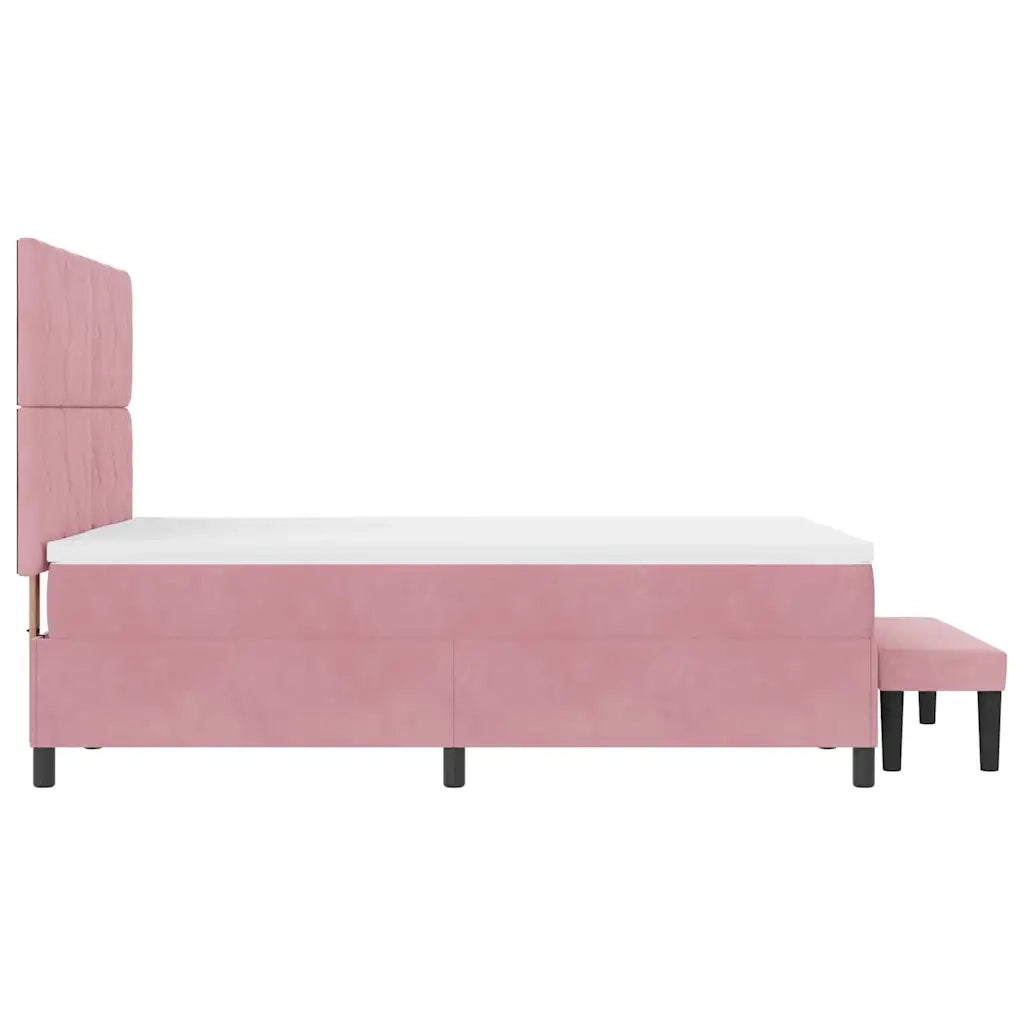 Letto a molle con testiera Rosa 200 x 160 cm Velluto 3344593
