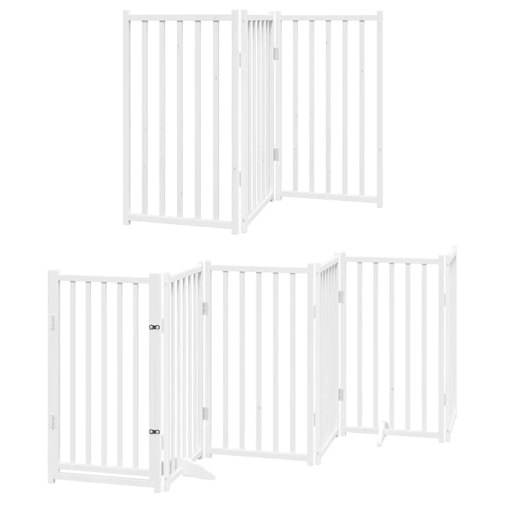 Cancello Cani Porta Pieghevole Bianco 12 Pannelli 600 cm Pioppo 3155707