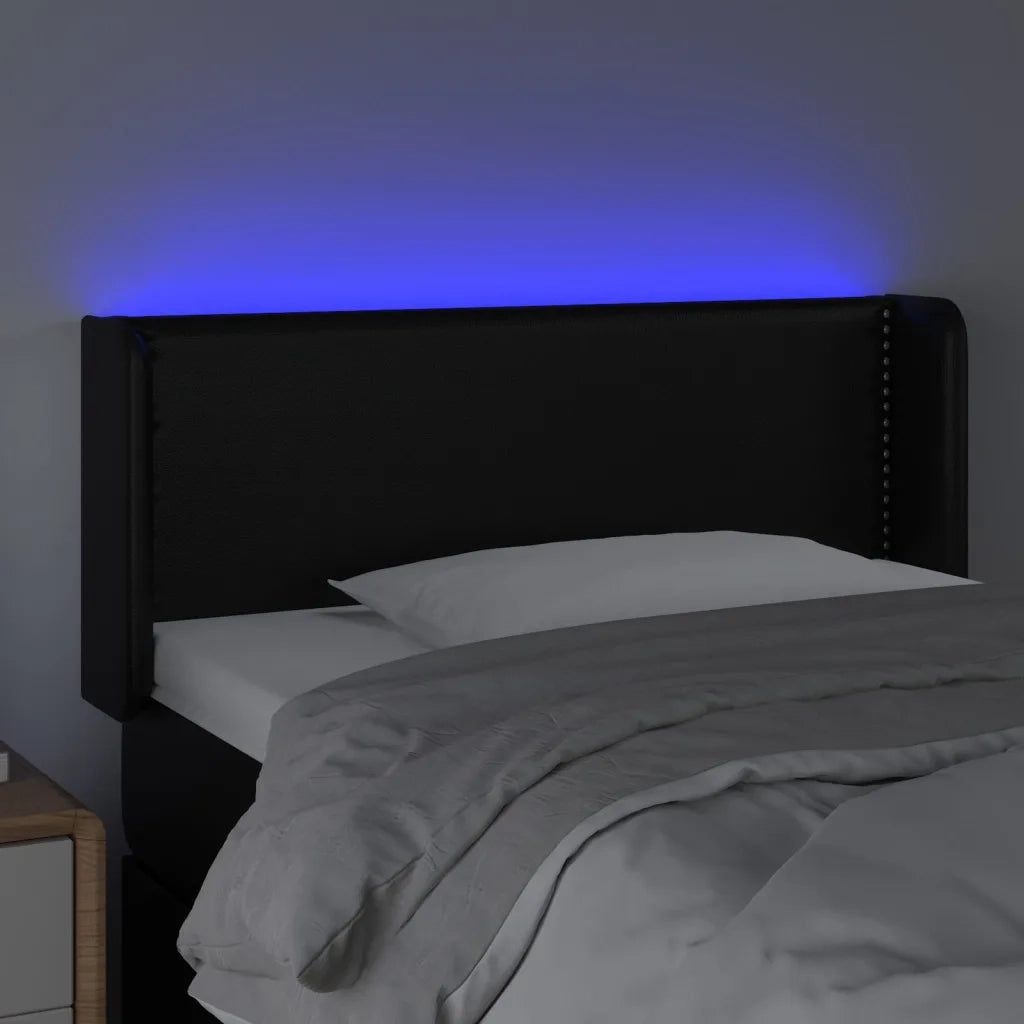Testiera a LED Nera 93x16x78/88 cm in Similpelle 3123174