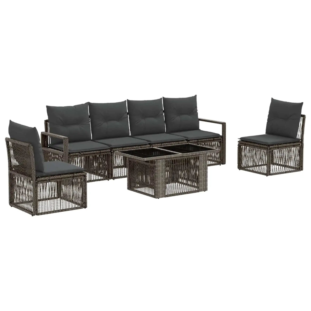 Set Divano da Giardino 7 pz Grigio e Grigio Scuro polyrattan 3437078
