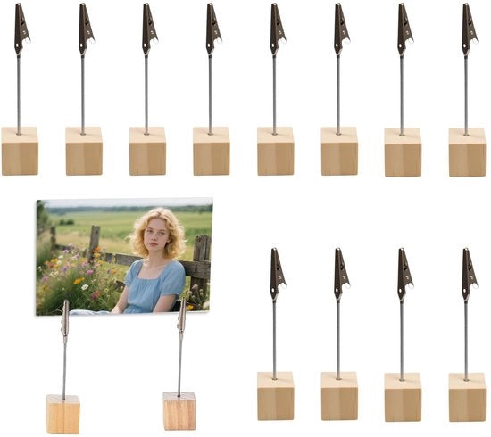 Sostegni per carte da tavolo 12 pezzi - Supporto per foto con viti - Standard per foto in legno - Standard per carte da gioco - Decorazione per casa - Dimensioni 11,5 x 2,5 x 2,5 cm