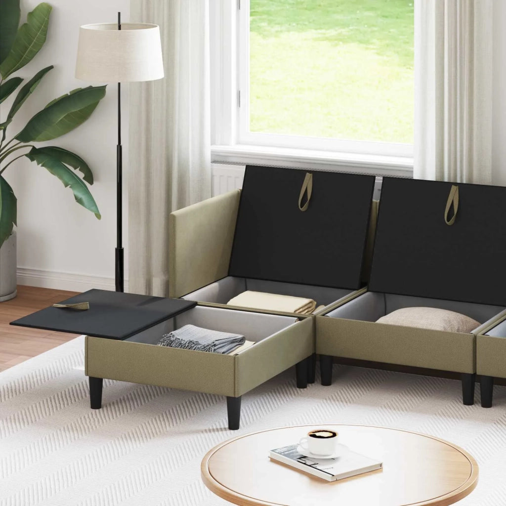 Set di mobili per il soggiorno 6 pcs Cachi Tessuto