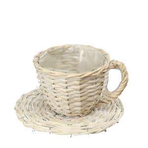 Set 2 Cesti a Forma di Tazza in Materiale Naturale Larghezza 29 cm