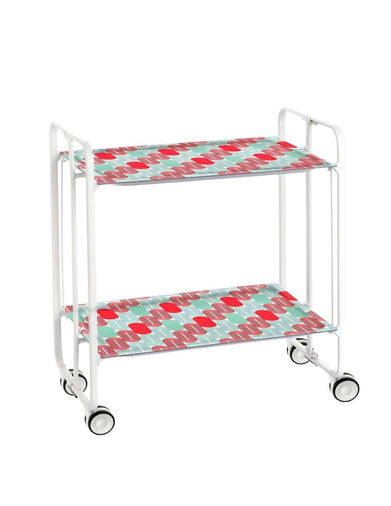 Carrello da cucina pieghevole bianco con ruote BAUHAUS 2 ripiani