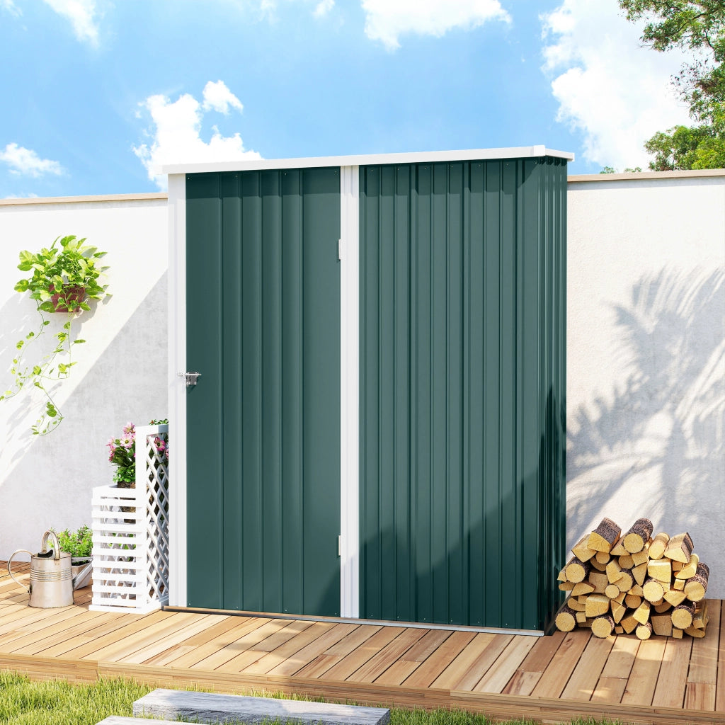 Casetta da Giardino 161,5x94,5x196 cm Porta Attrezzi con Catenaccio in Acciaio Verde