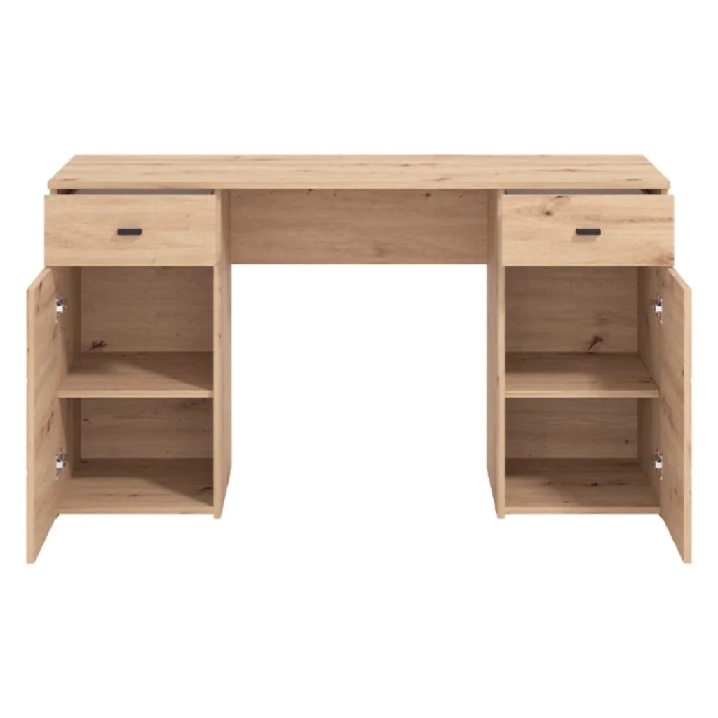 Ziro, Scrivania 2 Cassetti, 140x50x76h cm Marrone Rovere Nodi