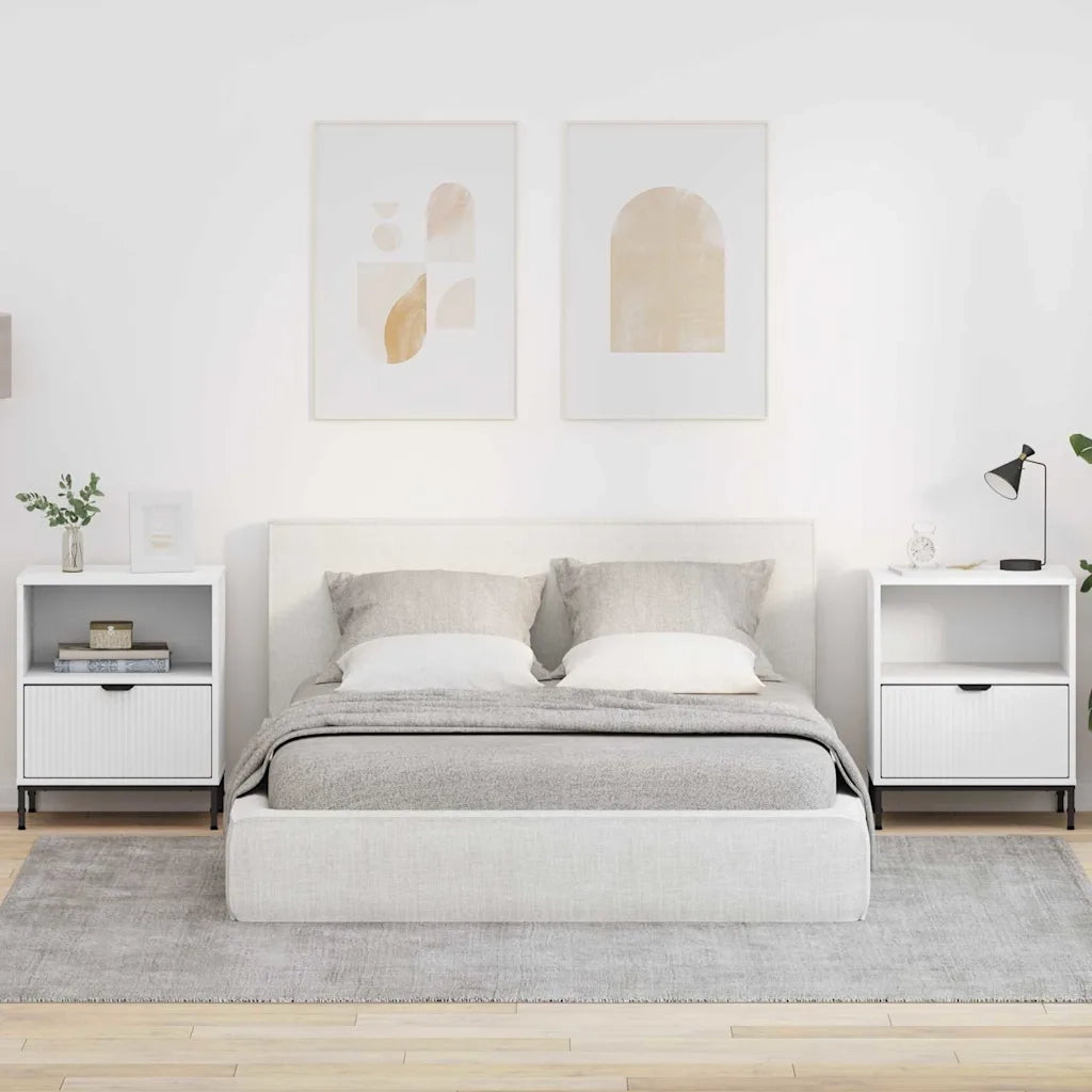 Armadio da Notte 2 pcs Bianco 49 x 36 x 61 cm Legno multistrato