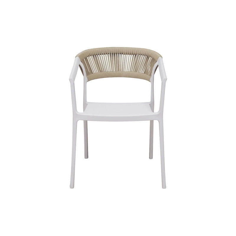 Sedia Lione Polipropilene Bianco E Corda Per Esterni Beige Moia