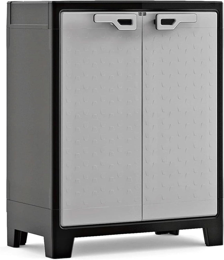 Armadio basso Titan XL in resina con 3 ripiani regolabili colore antracite grigio Keter