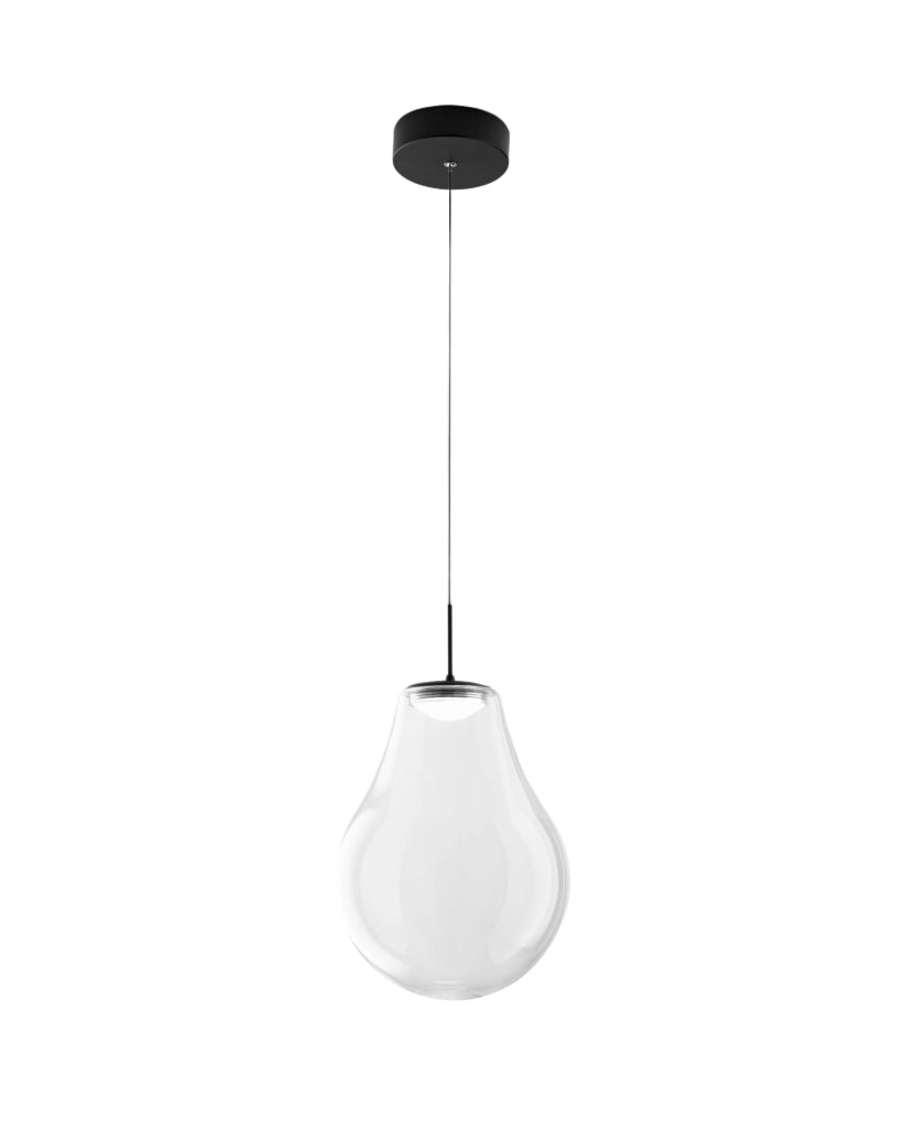 Lampada a sospensione Noa LED 14W 1510lm CCT 2700K-3000K-4000K, dimmerabile a step, struttura in metallo e vetro borosilicato, colore Trasparente