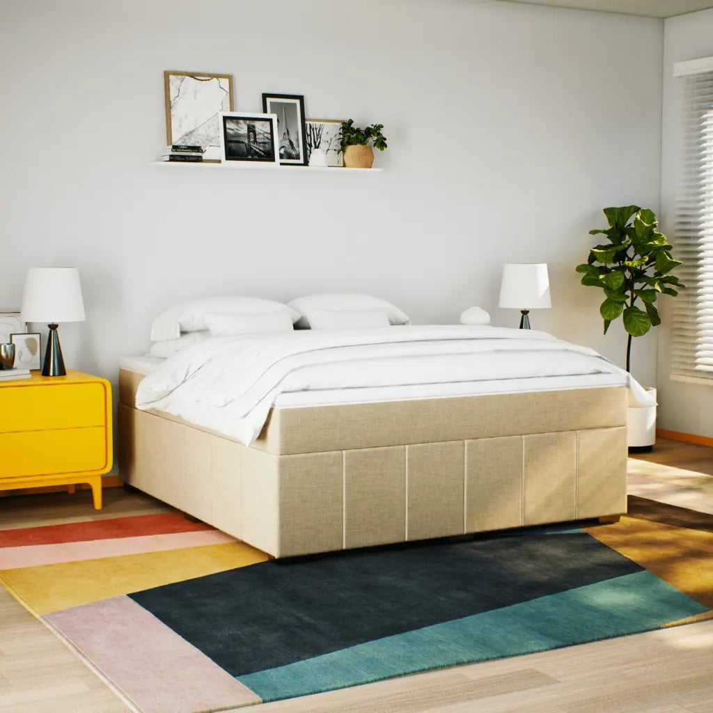 Giroletto a Molle con Materasso Crema 180x200 cm in Tessuto