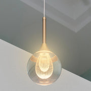 Trade Shop - Lampadario Moderno Led 5w Globo Lampada Dorata Pendente Luce 3000k 4000k 6500k Lp-41 -