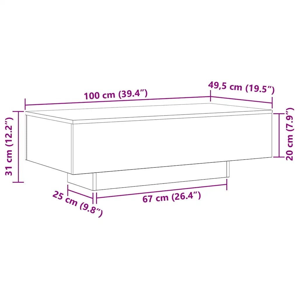 Tavolino da salotto | Tavolino da caff¨¨ | Tavolino da Soggiorno Rovere Nero 100 x 49,5 x 31 cm