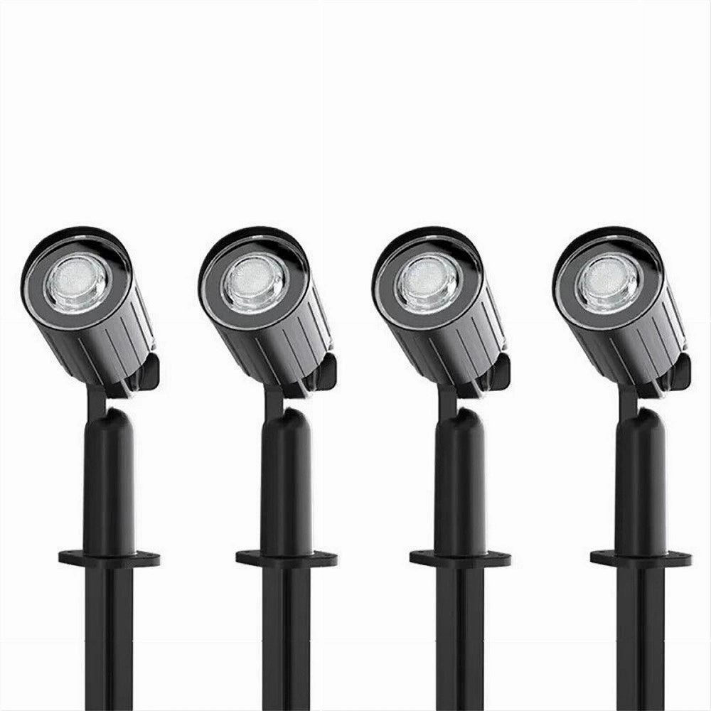 Trade Shop - Set 4 Pz Faretti Led A Picchetto Con Pannello Solare Luce Fredda Calda Ip65 Ly04 - -bianco Freddo      -