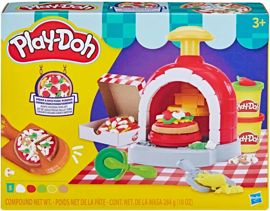 Play-Doh Forno per Pizza Girevole, set con pasta modellabile, 8 accessori e 5 colori,Hasbro,Eta 3+