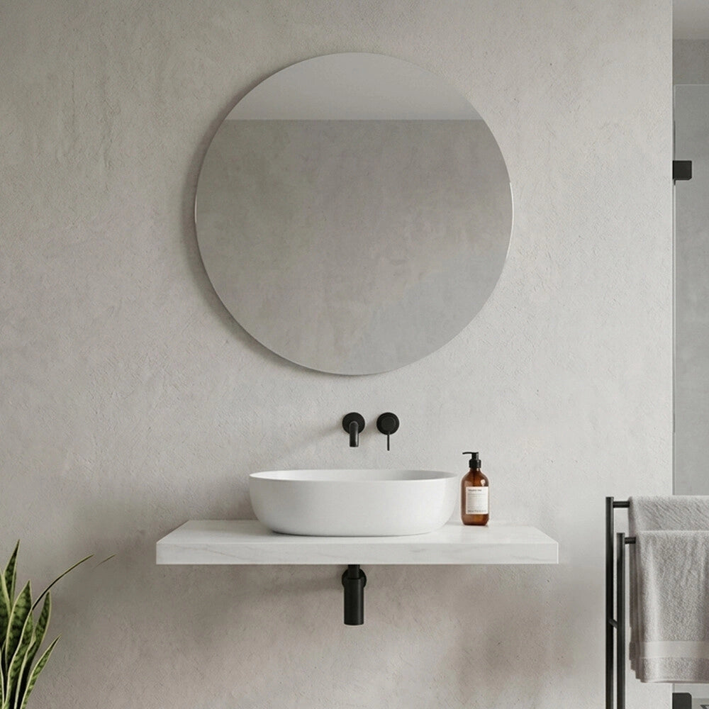 Mensolone bagno 100 cm in legno effetto marmo bianco carrara Levia