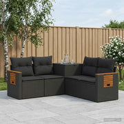 Set di divani 5 pz Nero Rattan sintetico e Acciaio 3447942