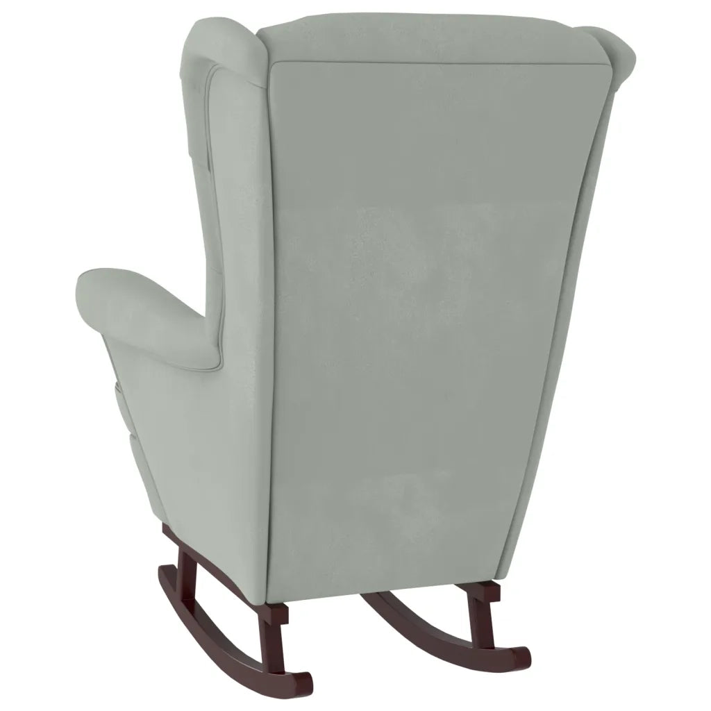 Sedia a dondolo con schienale alto in velluto grigio chiaro 3121230