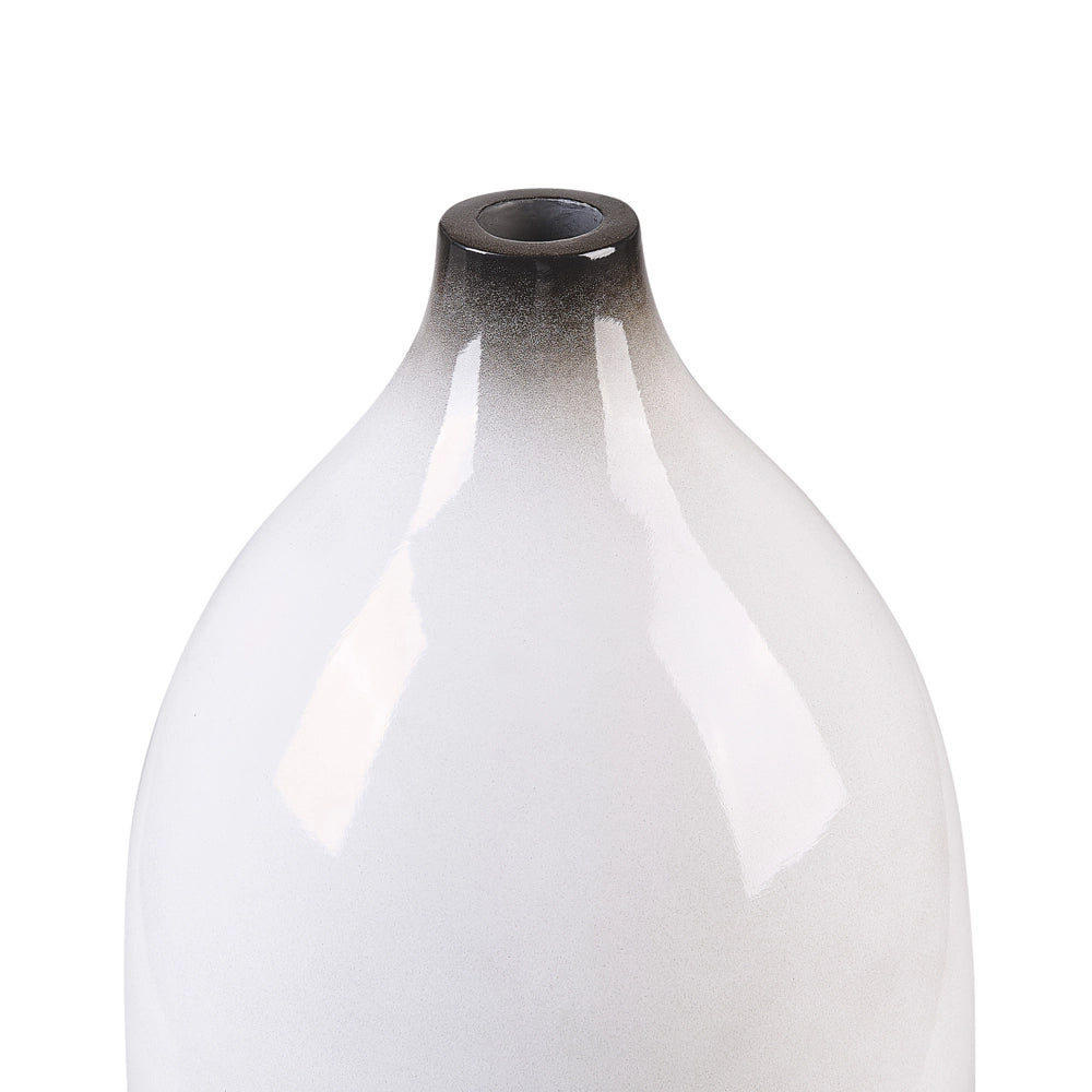 Vaso Decorativo Bianco e Nero 46 cm Terracotta Elegante Moderno