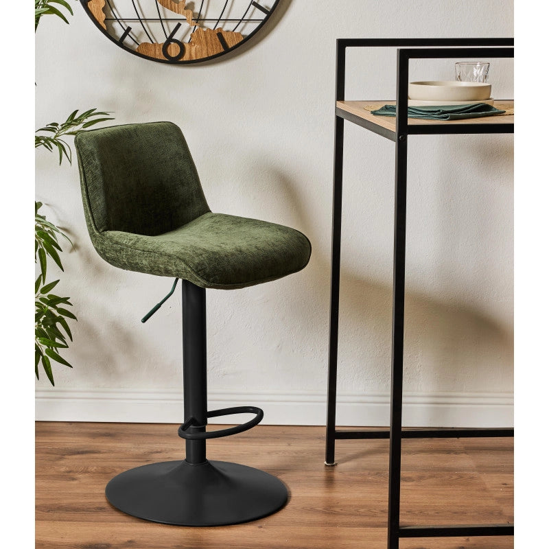 Set di 2 Sgabelli Cindy In Tessuto Verde 50,5x45x88,5-110cm