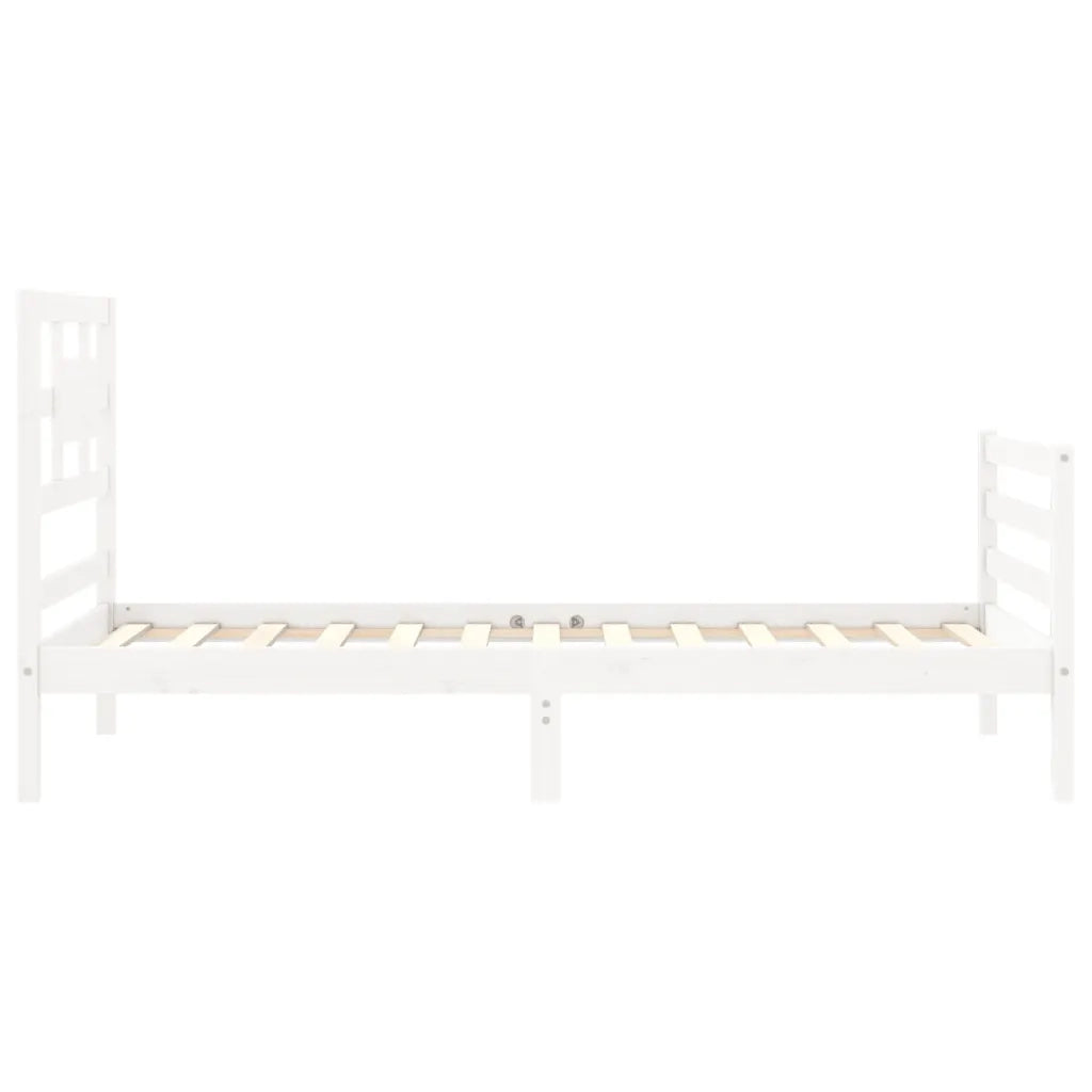 Giroletto con Testiera-Struttura Letto con testiera Bianco 90x200 cm in Legno Massello 403152
