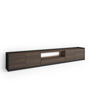 Mobile TV Soggiorno, 310x50x37 cm, Per TV fino a 80", LED, Rovere scuro e Nero