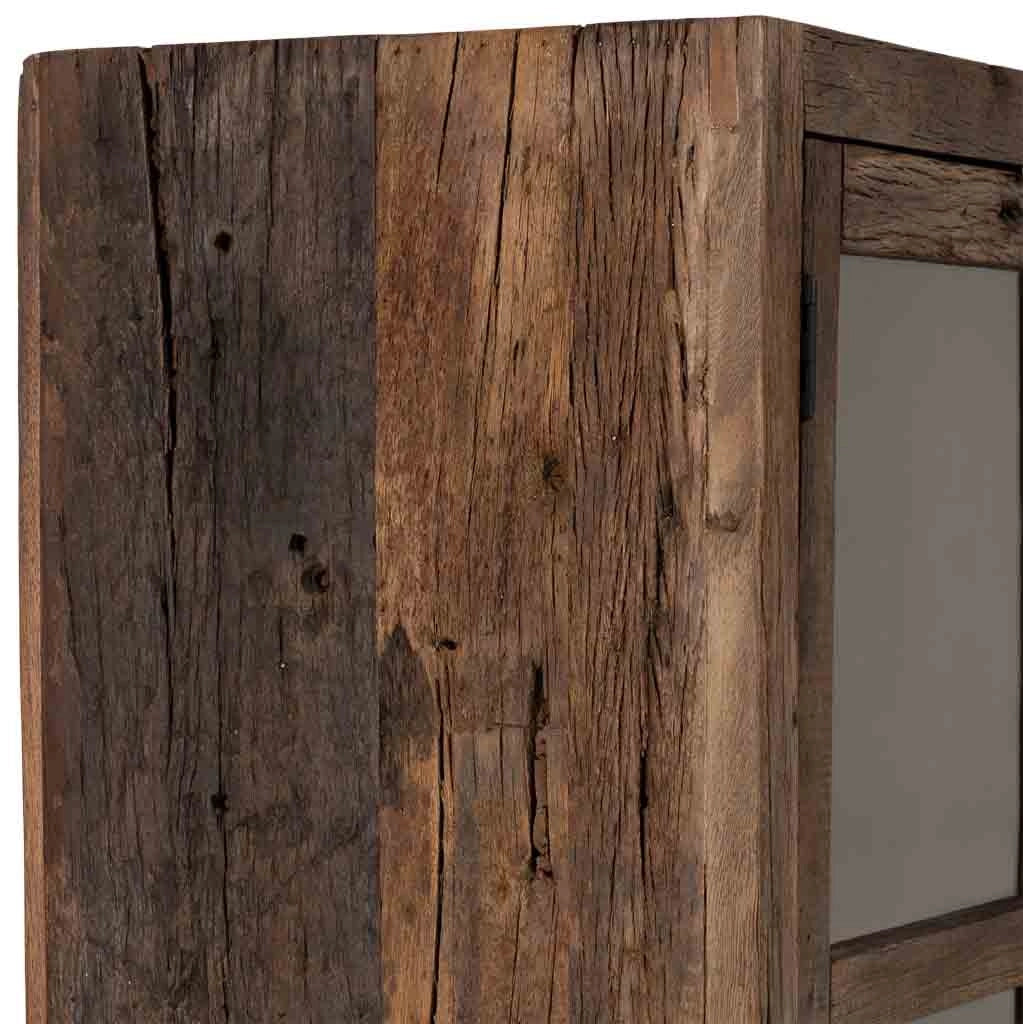 Vetrina artigianale in legno con 2 ante marrone, 100x40x180h cm