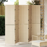Paravento 5 Pannelli Pieghevole Beige 245x180 cm Poly Rattan