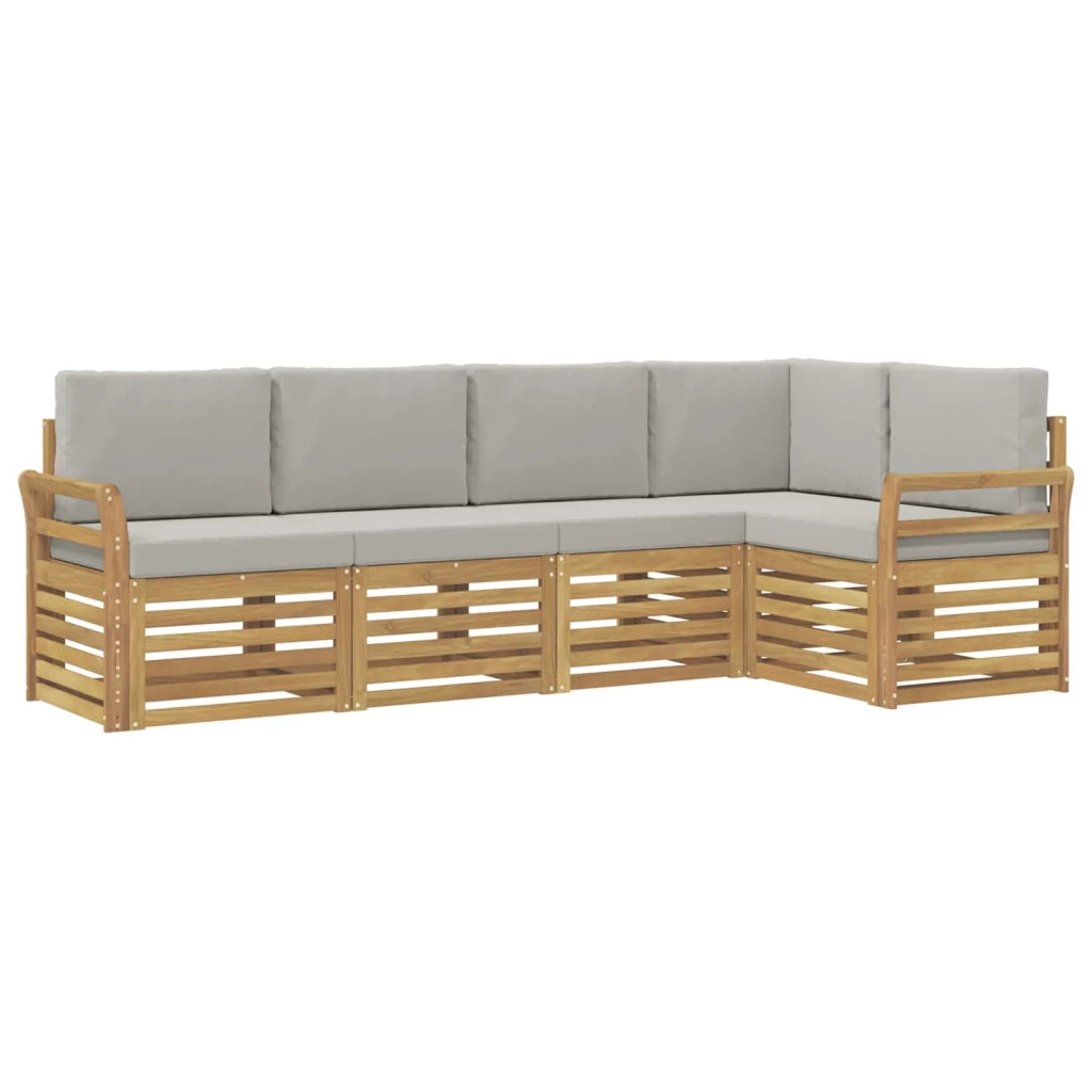 Set di divani da esterno 5 pcs Bianco e Grigio Chiaro 3391836