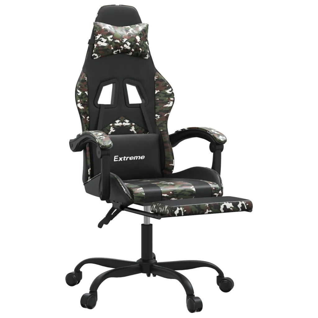 Sedia da Gaming con Poggiapiedi Nero e Mimetico in Similpelle cod mxl 65358