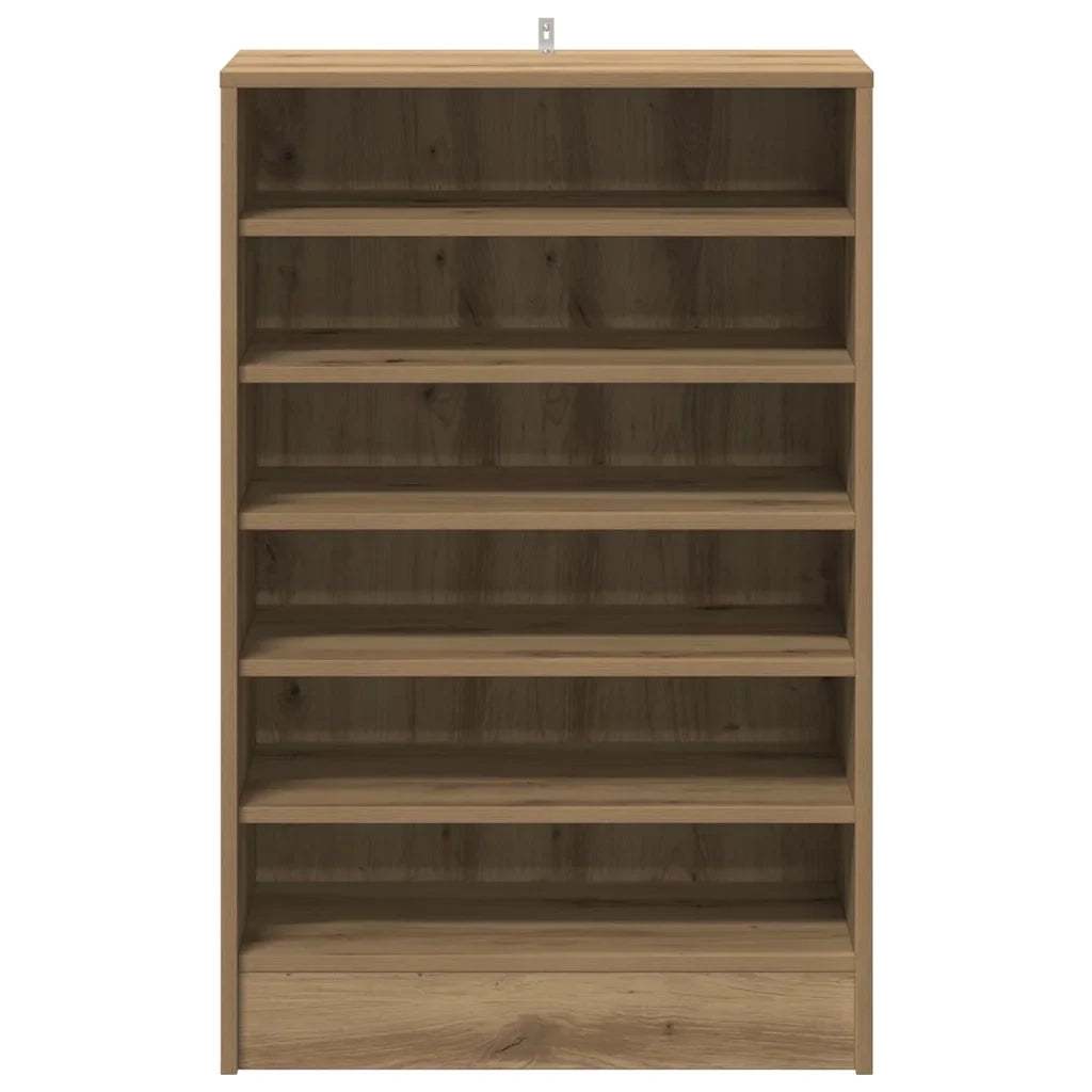 Scarpiera moderna con 6 ripiani a giorno 60 x 35 x 92 cm finitura rovere ingegnerizzato realizzata artigianalmente 02_0050914