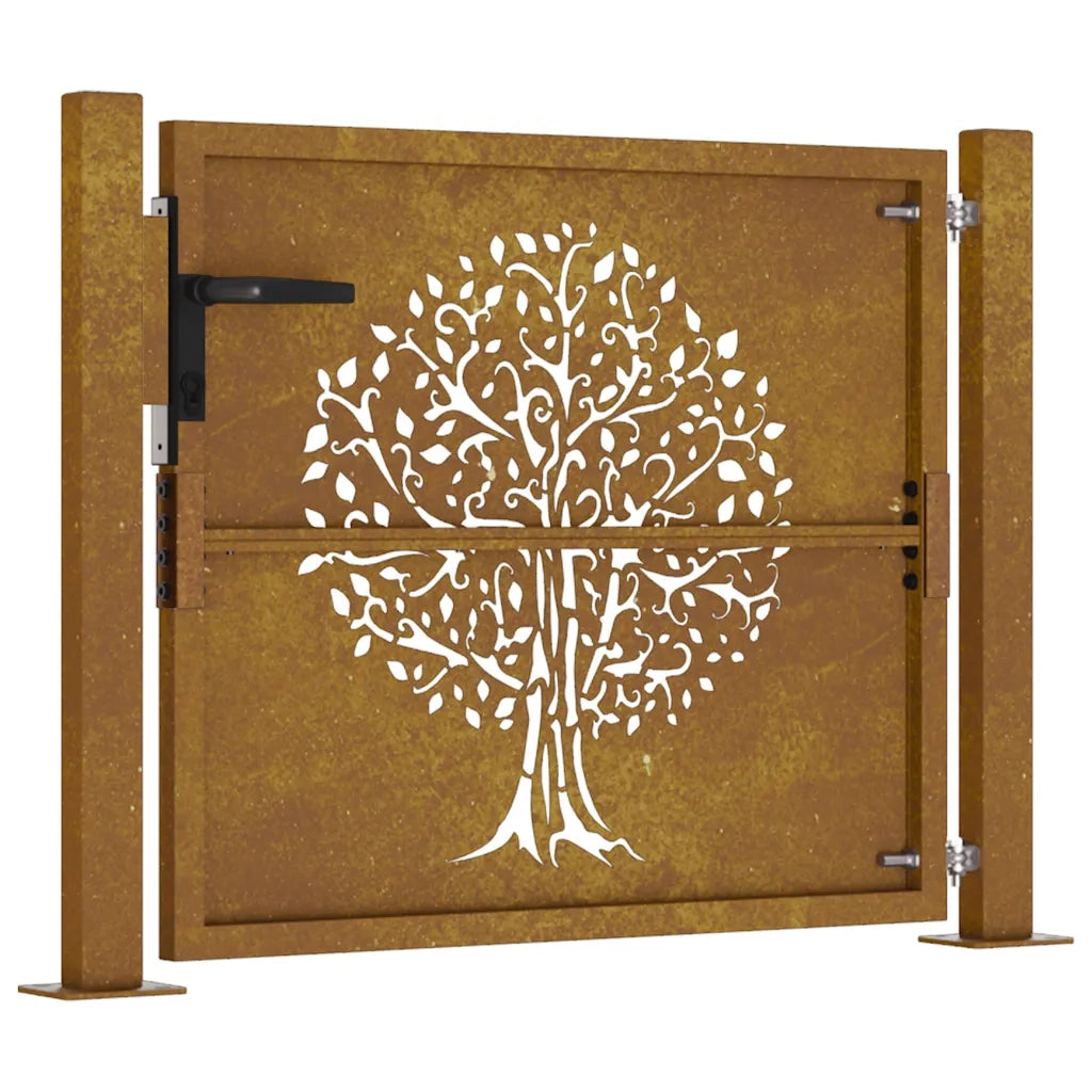 Cancello da giardino 100x75 cm in acciaio Corten con design ad albero 153160