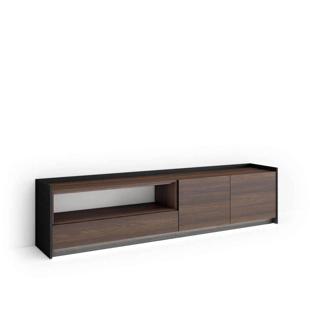 Mobile TV Soggiorno, 207x50x37 cm, Per TV fino a 80", LED, Rovere scuro e Nero
