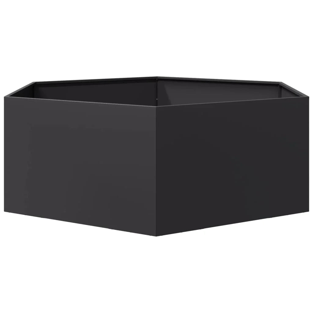 Fioriera/aiuola esagonale per piante fiori patio o giardino 138 x 120 x 45 cm acciaio nero 02_0038638