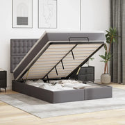 Struttura Letto Pouf con Materasso Grigio 140x190 cm Similpelle 3313853