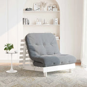Divano Letto Futon con Materasso-Sofa Letto-Daybed Bianco 80x206x11cm Legno Pino