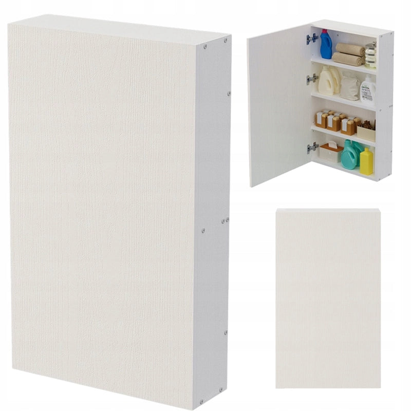 Mobiletto da bagno sospeso bianco con ripiani, colonna, stile loft, moderno, 80 cm