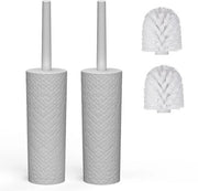 Set di spazzole per il bagno, 2-pack, set di spazzole e holder con maniglia in plastica e setole morbide e flessibili, 4 teste di spazzola per bagno, toilette, ergonomico, elegante, duraturo, spazzola per il bagno (grigio)