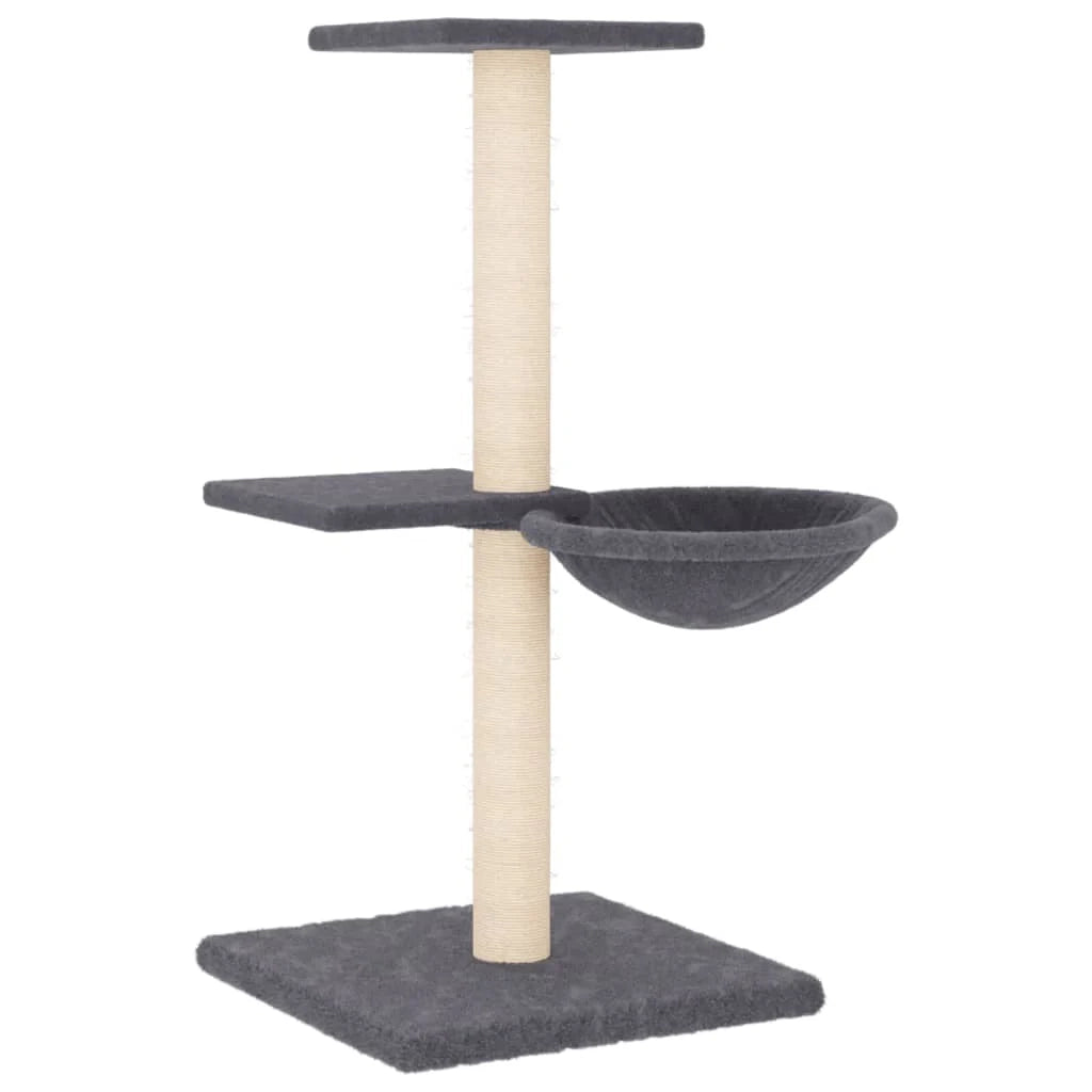 Tiragraffi per gatti Mobili per arrampicata su torre Tiragraffi piattaforma da arrampicata con tiragraffi in sisal scuro 72 cm grigio 02_0022702