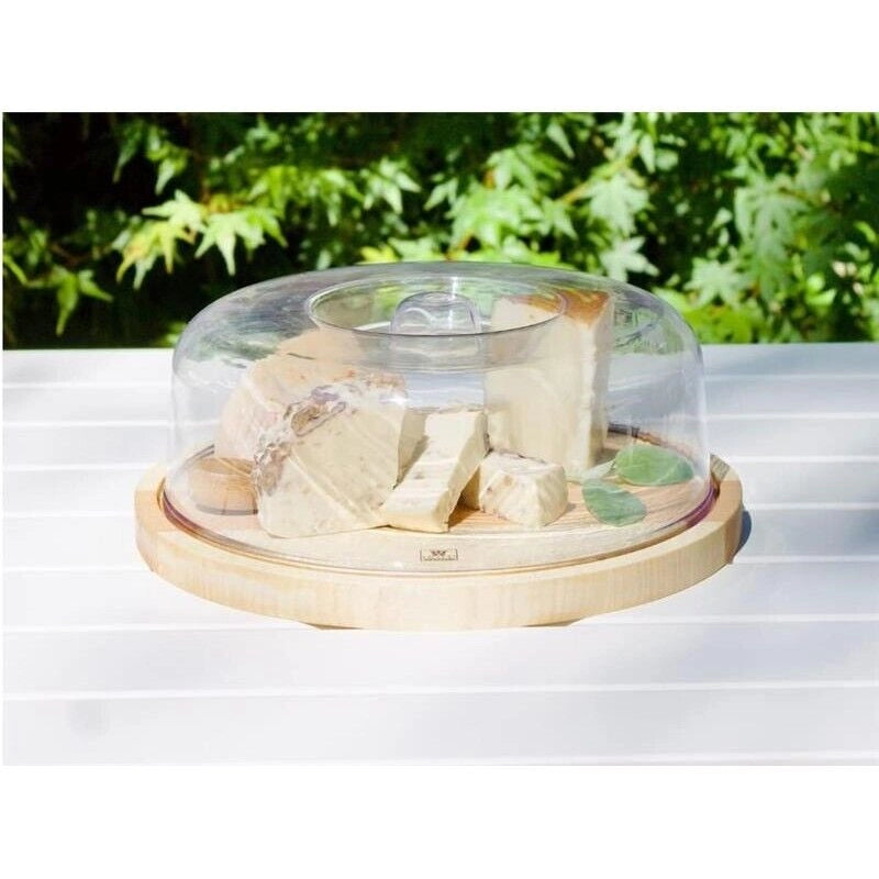 PORTA FORMAGGIO REALIZZATO IN LEGNO DI FAGGIO TONDO DIAMETRO 26.5 CM CAMPANA IN PLASTICA
