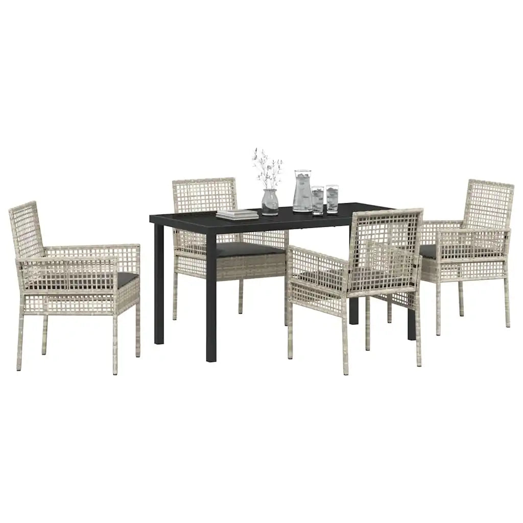 Set da Pranzo per Giardino 5 pcs Grigio chiaro polyrattan
