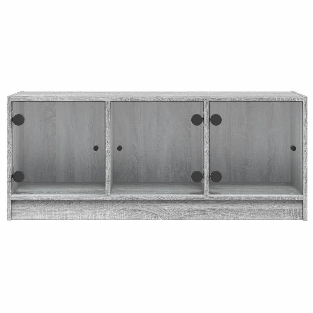 Mobile Porta TV con Ante in Vetro Grigio Sonoma 102x37x42 cm 836411