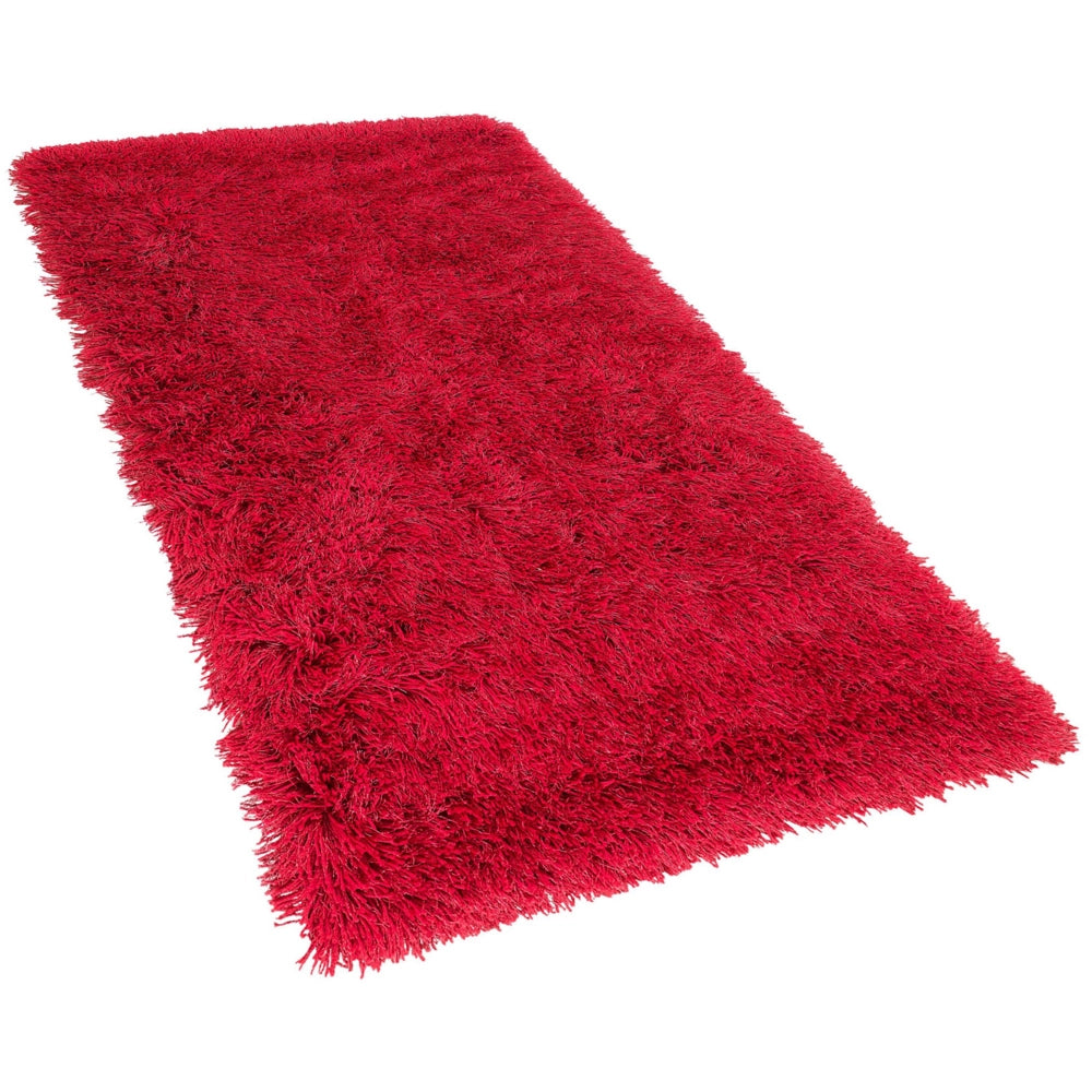 Tappeto Shaggy Tappeto a pelo lungo Solido Poliestere Rosso Rettangolare 80 x 150 cm