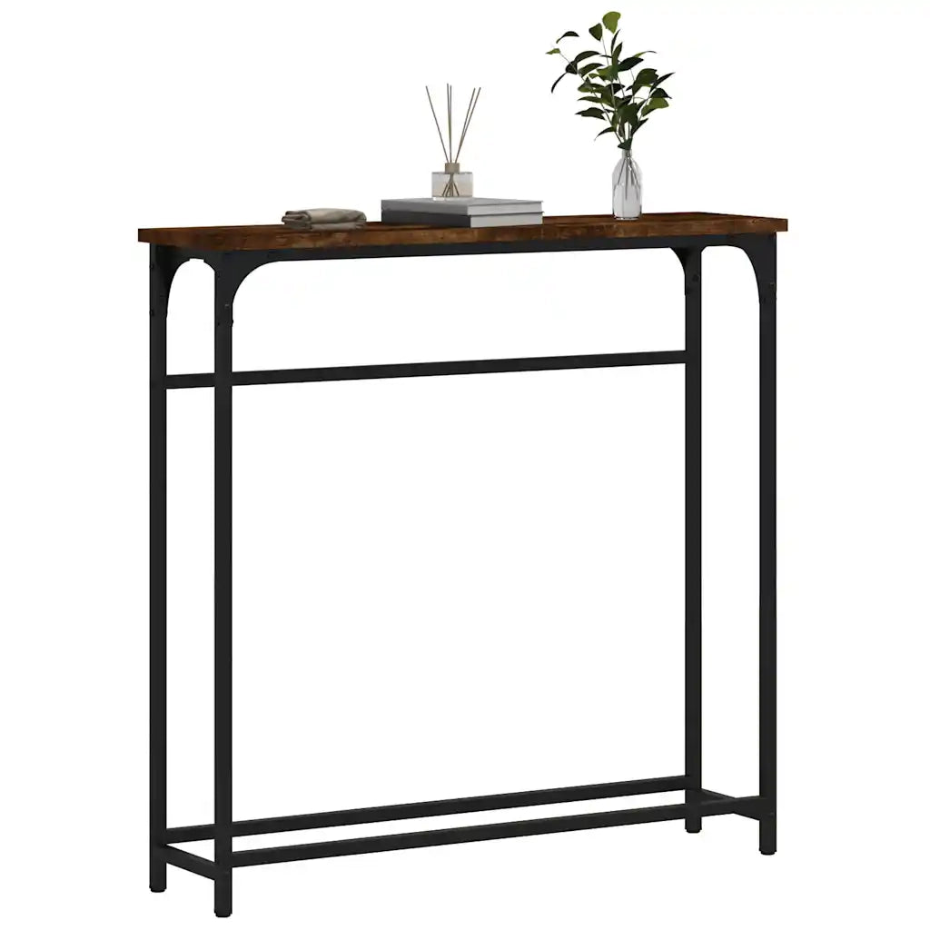 Tavolino Consolle | Tavolo d'Ingresso Rovere Fumo 75x19,5x75cm in Legno Multistrato