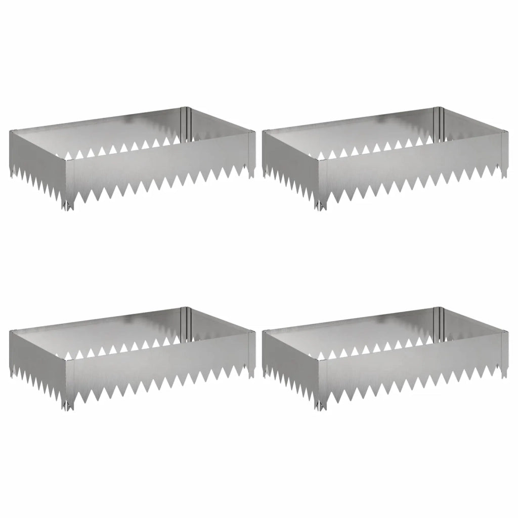Bordura per Prato 4 pcs 100 x 60 x 20 cm Acciaio Argento 8008942