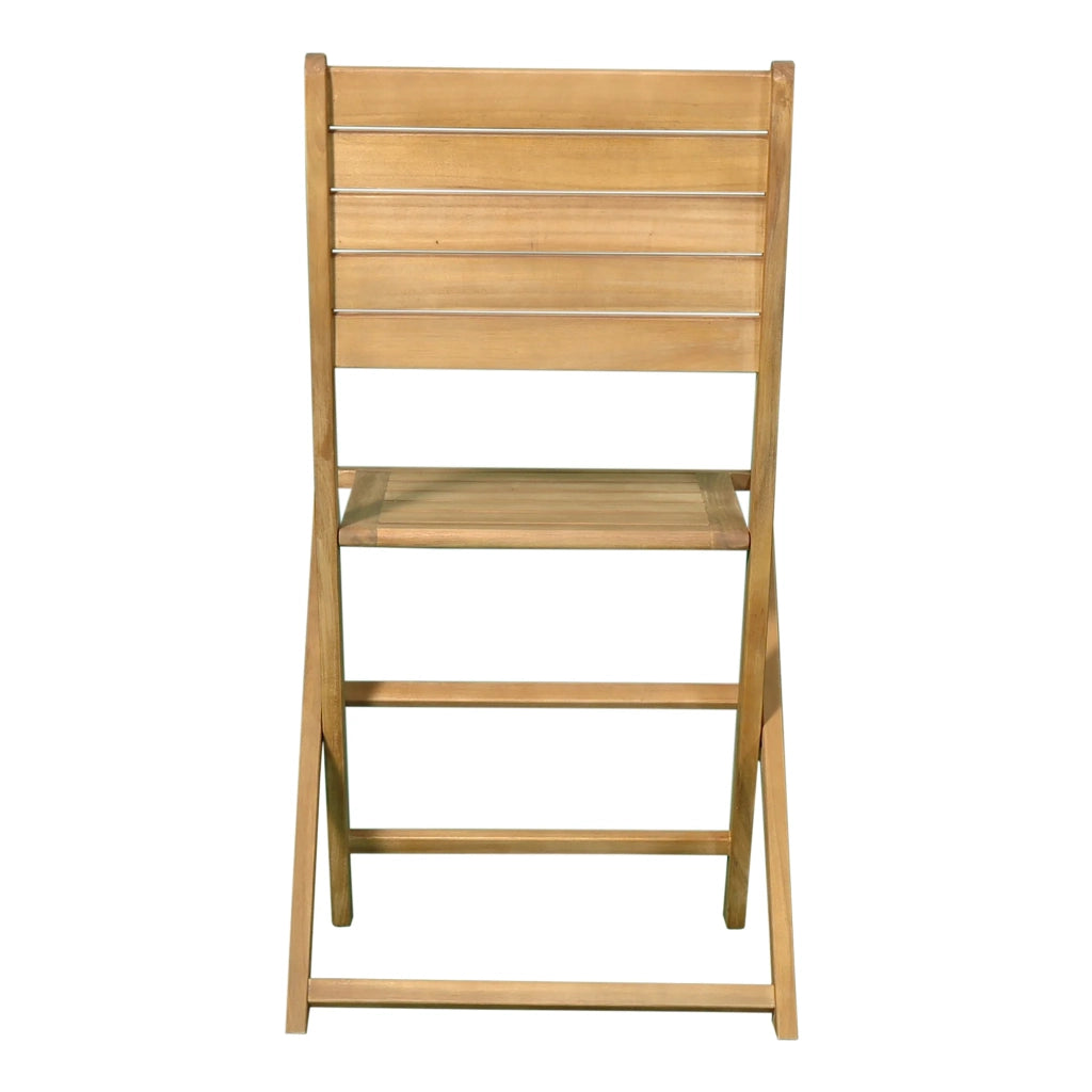 Set 2 sedie pieghevoli da giardino Lino in legno di acacia, con braccioli, salvaspazio (54x51,5x87 cm)