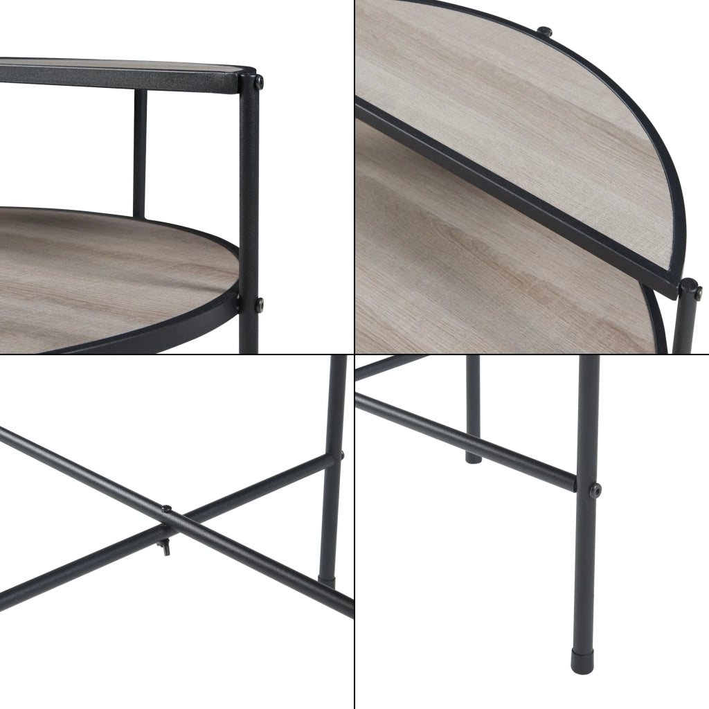 Tavolino rotondo con ripiano in metallo 68 x 62 cm MDF grigio 03_0010953